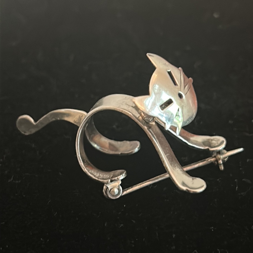 VTG Sterling articulated Cat Brooch - Picture 5 of 7